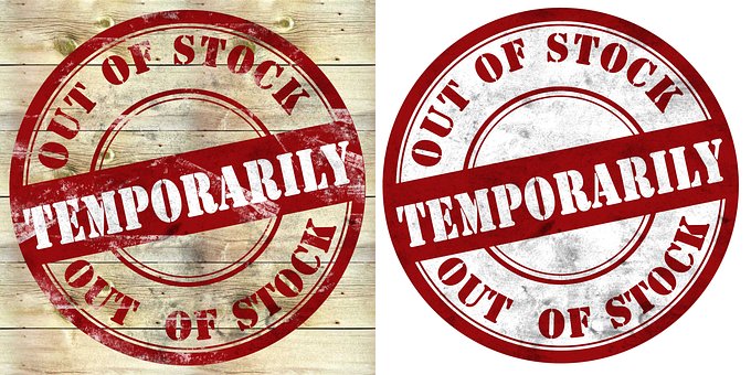 Out Of Stock, Stamp, Temporarily, Stock